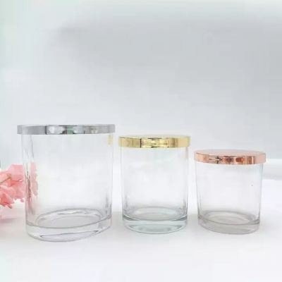 Hot selling 7oz 8oz 16oz straight side glass candle jar with metal lid for candle making