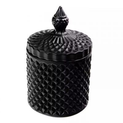 luxury wedding gift embossed diamond pattern gel cut dome lid iridescent glass jar candle container