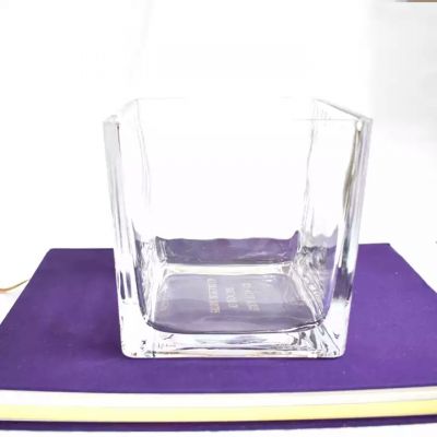 square wedding glass vase big candle holder jars frosted rectangular candle container