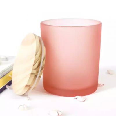 pink glass candle vessel 8 10 oz bulk wholesale luxury candle vessels with lids hot sale 8 oz frosted candle jars
