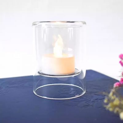 empty wax high borosilicate candles glass vessels jars candle holders wholesale bulk hot sell double wall glass candle clear