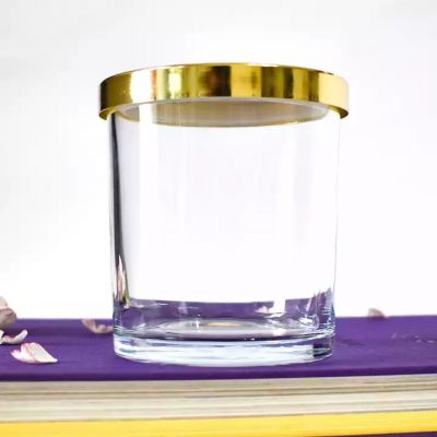 candle vessels jar christmas luxury empty custom 8oz clear jar with gold lid