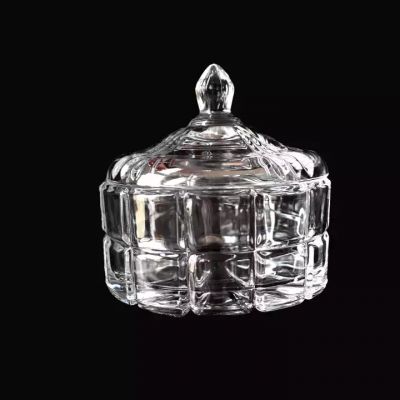 Wholesale Colored Glass Candy Jar with Lid Empty Candle Glass Jar 7oz Transparent Crystal Glass Jar
