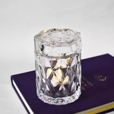 creative 360ml luxury candle jars with box and lid for candles making 12oz diamond clear candle jar