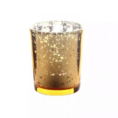 Wholesale Gold Silver Red Mini Shiny Glass Electroplated Candle Jar Holders Vessels with Lid for Soy Wax Scented Candle Making
