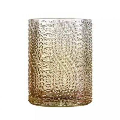 Luxury Good Quality Transparent Thick Geo Cut Ribbed Glass Candle Jars For Candle Making