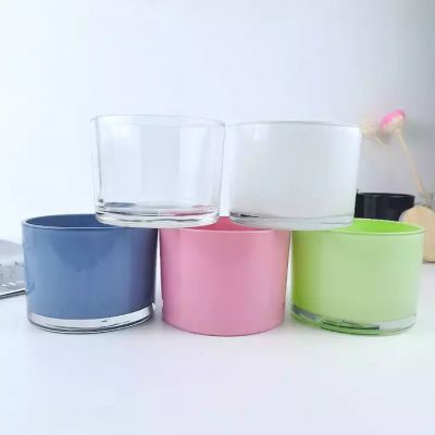 Wholesale Matte Color Glass Frosted 3 Wick Candle Jar Container Cup with Lid Private Label for Soy Wax Scented Candle Making