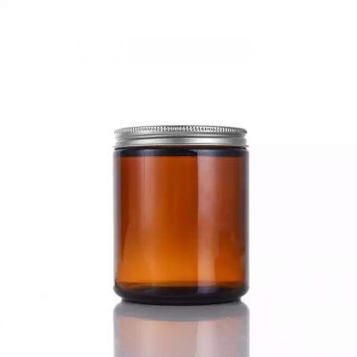 Wholesale Empty Clear Glass Brown Amber Candle Jar Container Vessels Cup with Lids and Boxes for Soy Wax Scented Candle Making