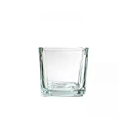 Clear Cube Glass Square Candle Jar Container with Lids for Soy Wax Scented Candle Making