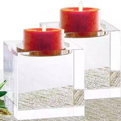 Elegant Heavy Centerpieces Cheap Crystal Pillar Candle Holder For Home Decor