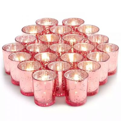 ODM Mercury Glass Tealight Candle Holder Wedding Tea Light Rose Gold Black Home Decoration Customized Logo Accept Customized Lid