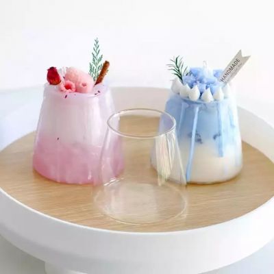 Creative Design Mountain Shaped Lightweight Transparent empty the Glass Candle Cup for candle making
