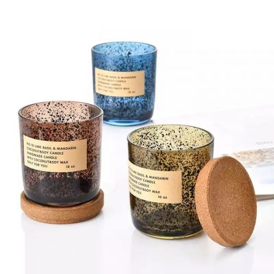 200ml 320ml sparkle black spot glass candle jar 2022 new design glass candle container with wooden lid