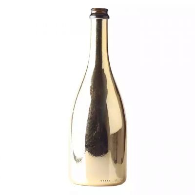 China Factory Custom Gold Champagne Glass Bottles With Plastic Cap