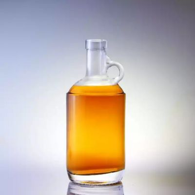 Customized Shaped Glass Bottle For Vodka 750ml Extra Flint Glass Liquor Bottle With Handle
