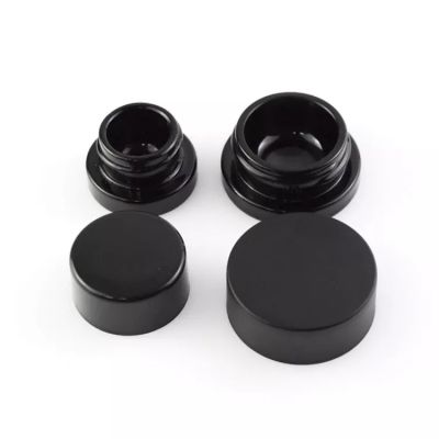 5ml 7ml 9ml Thick Bottom Polished Finish Low Profile Glass Concentrate Container Black UV Small Glass Jar with Matt Finish Lid