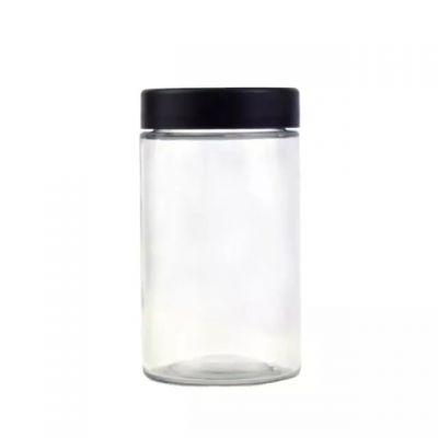 18OZ Custom Painting Cosmetic Clear Glass Jar Polygon Canister Glass Bottle