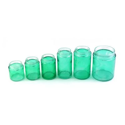 Painted Green Color Frosted Cosmetic Glass Candle Jars With Lids Wholesale Food Graded Wide Mouth Round Glass Jar Suppliers