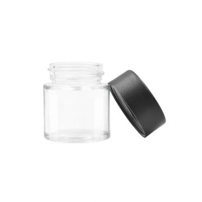 1 oz 30 ml airtight glass jars smell clear round black plastic cap with child proof lids for honey food jam herb flower