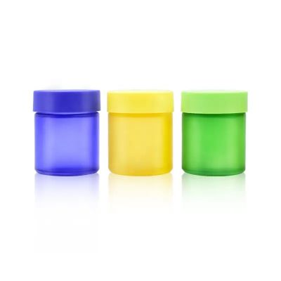 Factory direct sale 85ml frosted blue yellow green wide mouth empty packaging flower glass jar with childproof lid