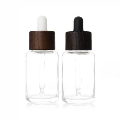 1oz 30ml wood lid proof glass dropper bottle for essential oil testing tinctures bottles with bamboo screw cap