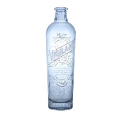 hot sell custom embossed 1000ml gin bottle liquor glass bottle with cork cap