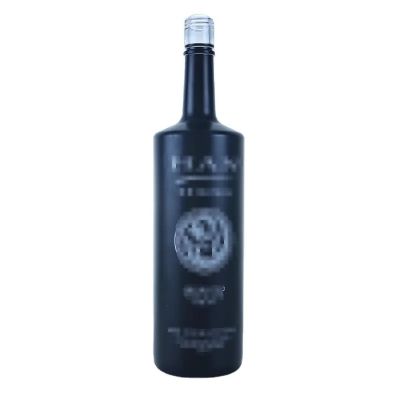 Factory price black 1000ml vodka whiskey bottle spirits glass bottle with cork cap