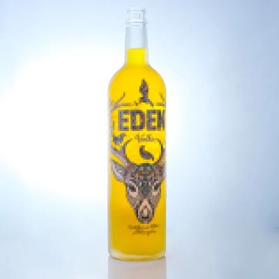 Hot sale 1000ml round customized logo vodka rum whiskey bottle spirits glass bottle with cork