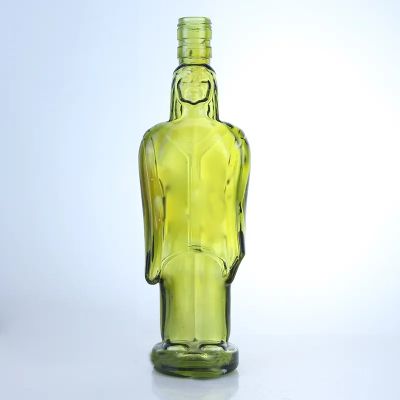 Hot in stock custom shape 500ml emerald vodka whiskey rum gin liquor glass bottle with high quality