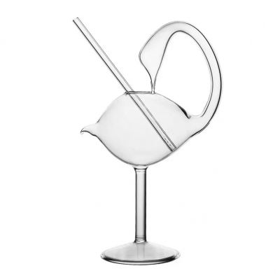 Elegant white swan shape goblet crystal clear wine cocktail margarita martini glasses