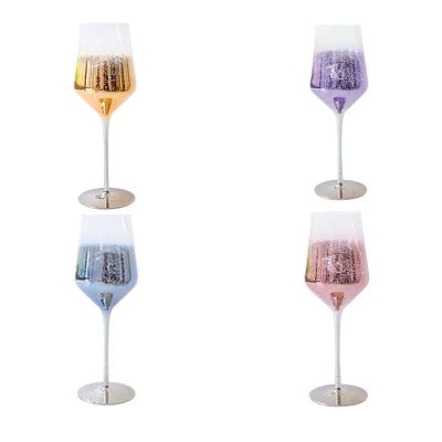 Starry Sky Purple Blue Pink Gold Colored Electroplated Wine Glasses Gold