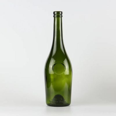 Customized Green Glass Wine Bottles with Embossed Logo