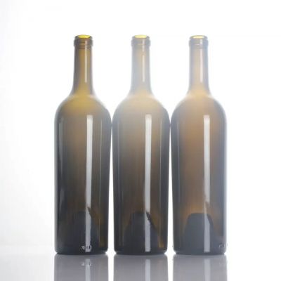 Customized 750ml 75cl 1200g antique green heavy Bordeaux glass bottle for red wine