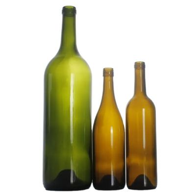 High quality 1L 3L antique dark green heavy burgundy glass bottle for red wine