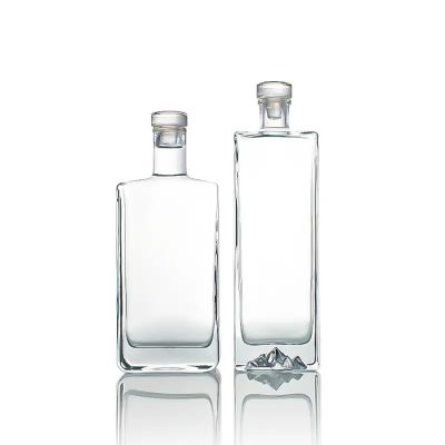 Customize design mountain bottom square shape extra flint liquor spirit whisky glass bottle