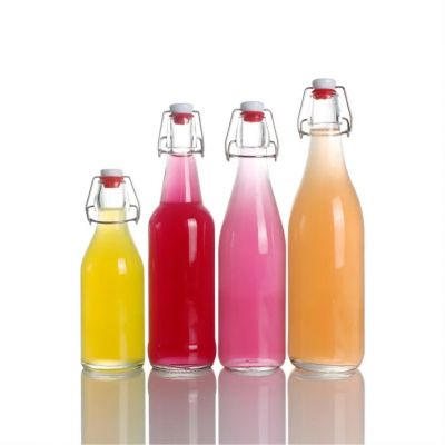 high quality glass soy milk bottle juice bottles stocked clear flip top glass bottle swing top