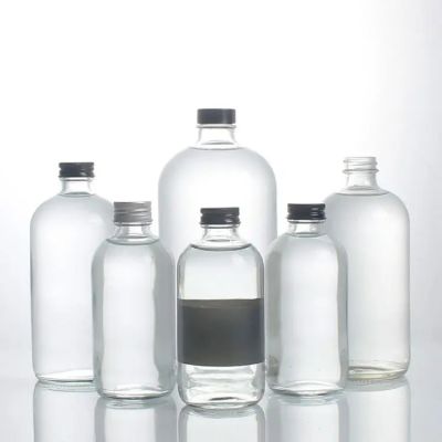 Customized logo 240ml 300ml 480ml 8oz 10oz 16oz flint beverage kombucha alcohol juice water drink glass bottle with cap