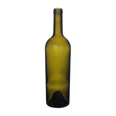 High Quality Lead Free Antique Green Empty Bordeaux Glass Bottle Cabernets Wine Bottles