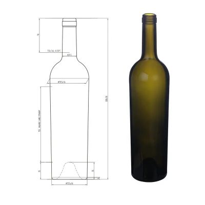 Wholesale cork finished 750ml wine glass bottle bordeaux wine bottle