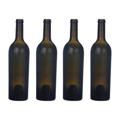 Wholesale 750ml empty bordeaux shape glass wine bottle cabernets zinfandels wine bottle