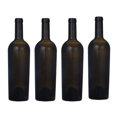 Cheap price custom 750ml bordeaux bottle clear antique green empty wine bottle