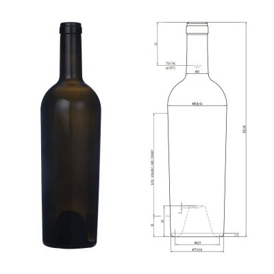 Custom colour 750ml red wine glass bottle bordeaux empty wine bottles
