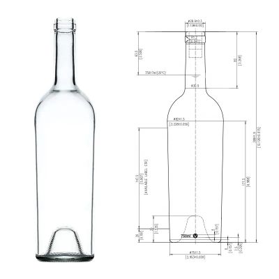 wholesale wine empty glass bottles flint 750ml 640g bordeaux shape wine bottle