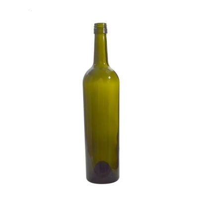 750ml Wholesale empty round glass bottle 330H screw top green Bordeaux wine bottles
