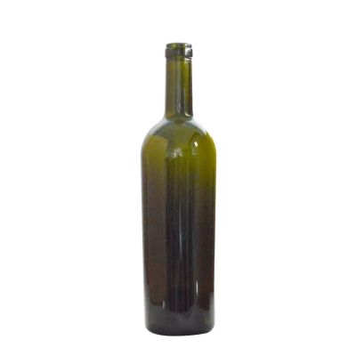 Hot Sale 750ml Round Shape Glass Wine Bottle Customized High Quality Empty Green Bordeaux Wine Bottles