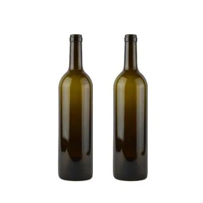 China cork top 750ml bordeaux antique green wine glass bottle