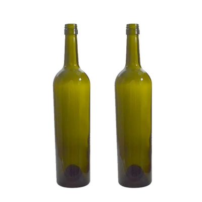 Large Capacity 750ml Round Glass Bottle Wholesale Screw Cap Bordeaux Empty Wine Bottles