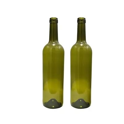 Wholesale 750ml Custom Empty Glass Bottles 300mm Height Cork Cap Green and Clear 75cl Bordeaux Wine Bottle