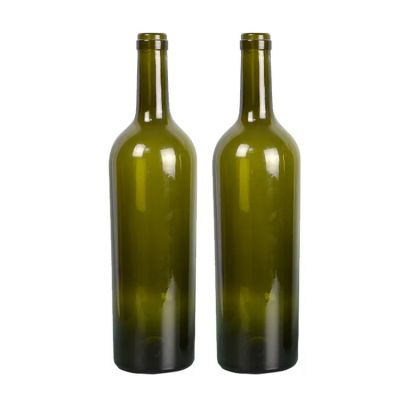 Wholesale Cheap price 750ml antique green/dark green matt red bordeaux wine glass bottle