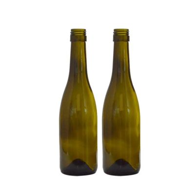 Hot Sale 375ml Good Quality Small Empty Burgundy Wine Antique Green Glass Bottle Custom